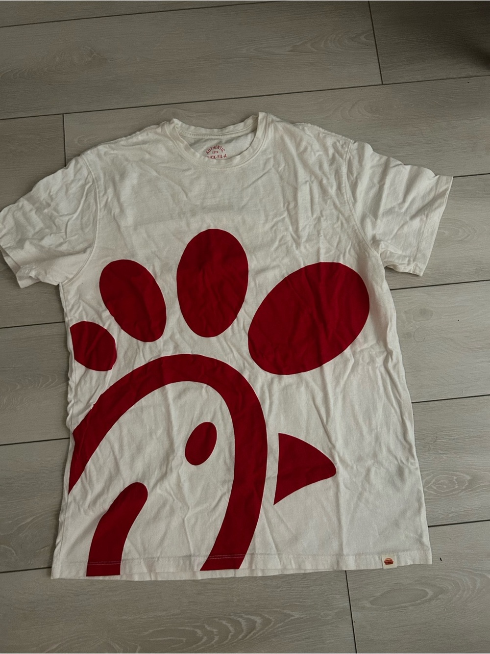 Chick-fil-A White Short Sleeve Tee with Red Logo